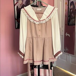 LIZ LISA Pink and White Sailor Collar Setup with Bow